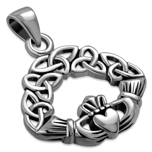 Claddagh Celtic Trinity Silver Pendant