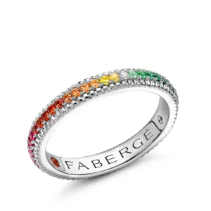 Colours of Love White Gold Rainbow Multicoloured Gemstone Fluted Eternity Ring