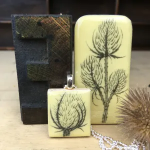 Cottage Garden Scrabble Tile Pendant and Teeny Tiny Tin - Teasel