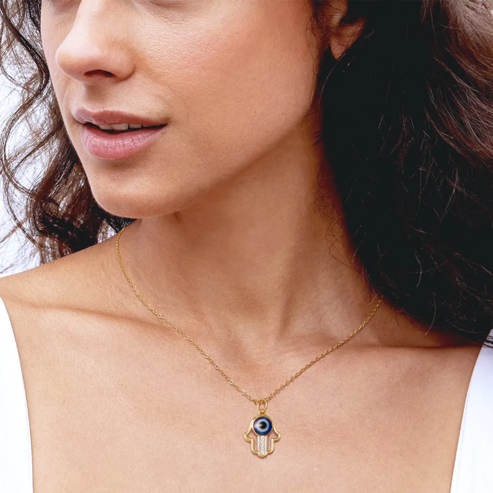 Dainty 14K Gold Layered Evil Eye Religious Necklace- Bergamot Blue Eye Snake