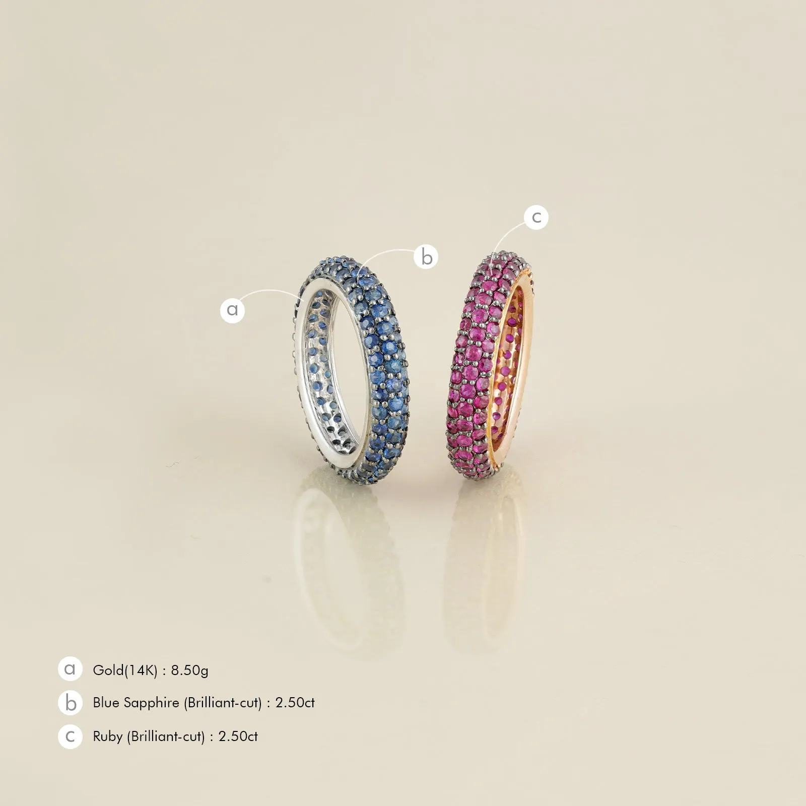 Ella Ruby & Blue Sapphire Ring Set