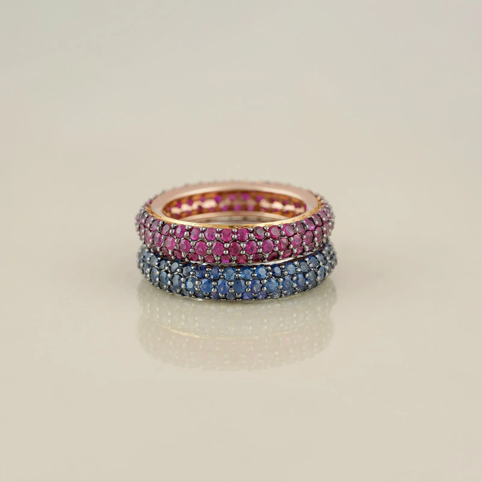 Ella Ruby & Blue Sapphire Ring Set