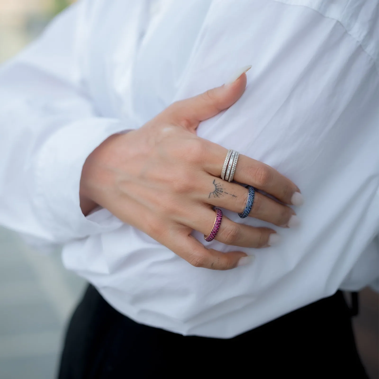 Ella Ruby & Blue Sapphire Ring Set