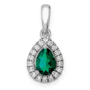 Emerald Diamond Halo Pendant