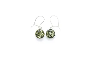 ESSENTIALS Green Amber Drop Earrings - Minimal and Modern Jewelry Box Must-Have, Sterling Silver Hook Fastening