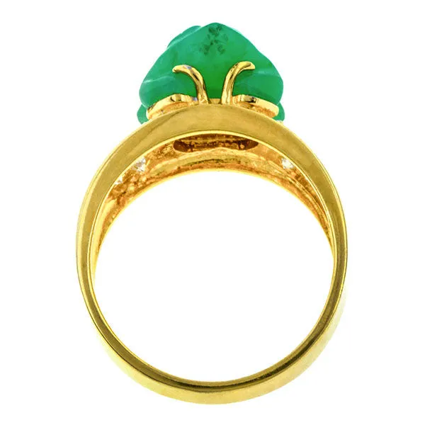 Estate Carved Jade & Diamond Ring