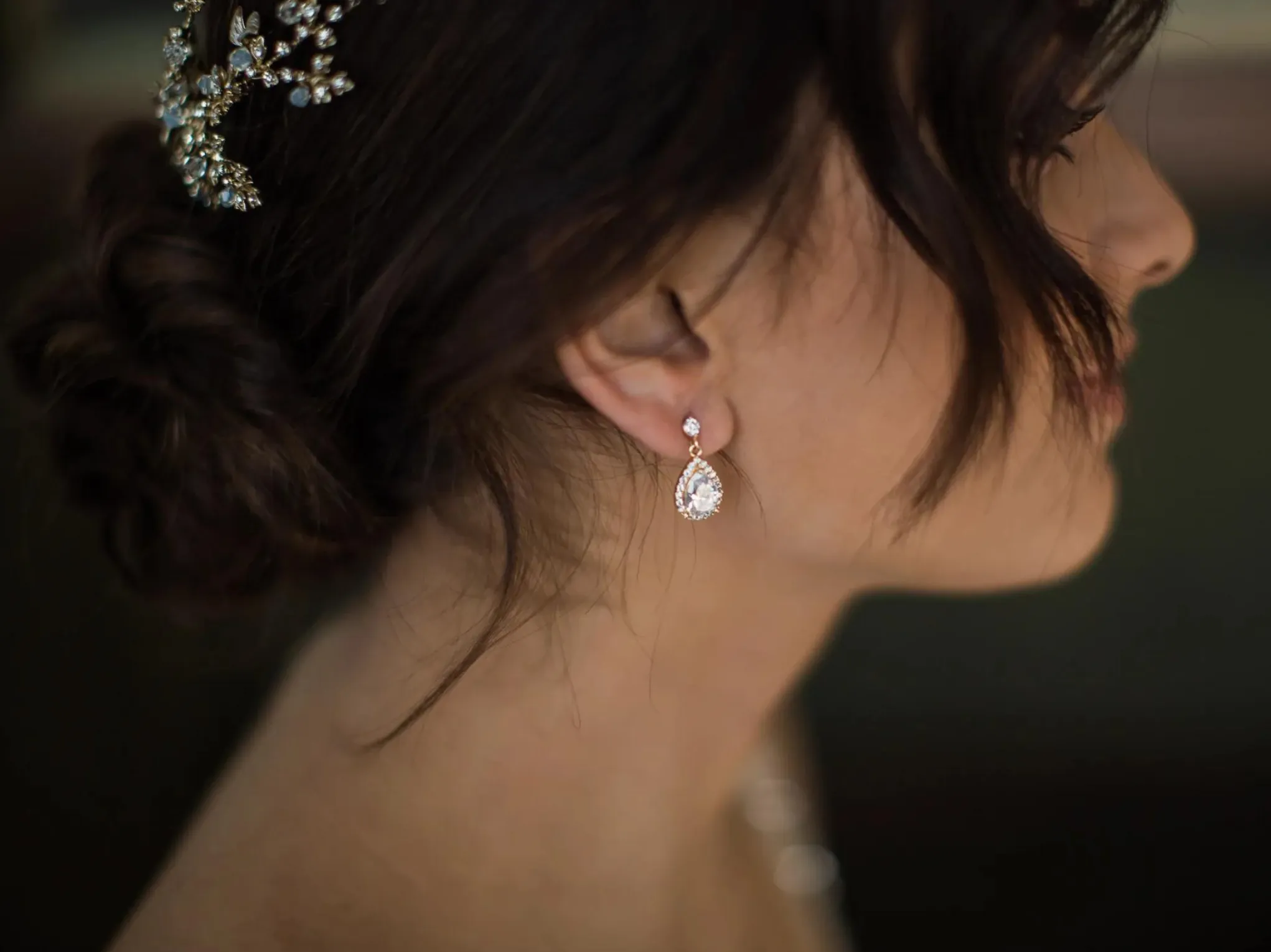 Estelle - Dainty Crystal Bridal Drop Earrings