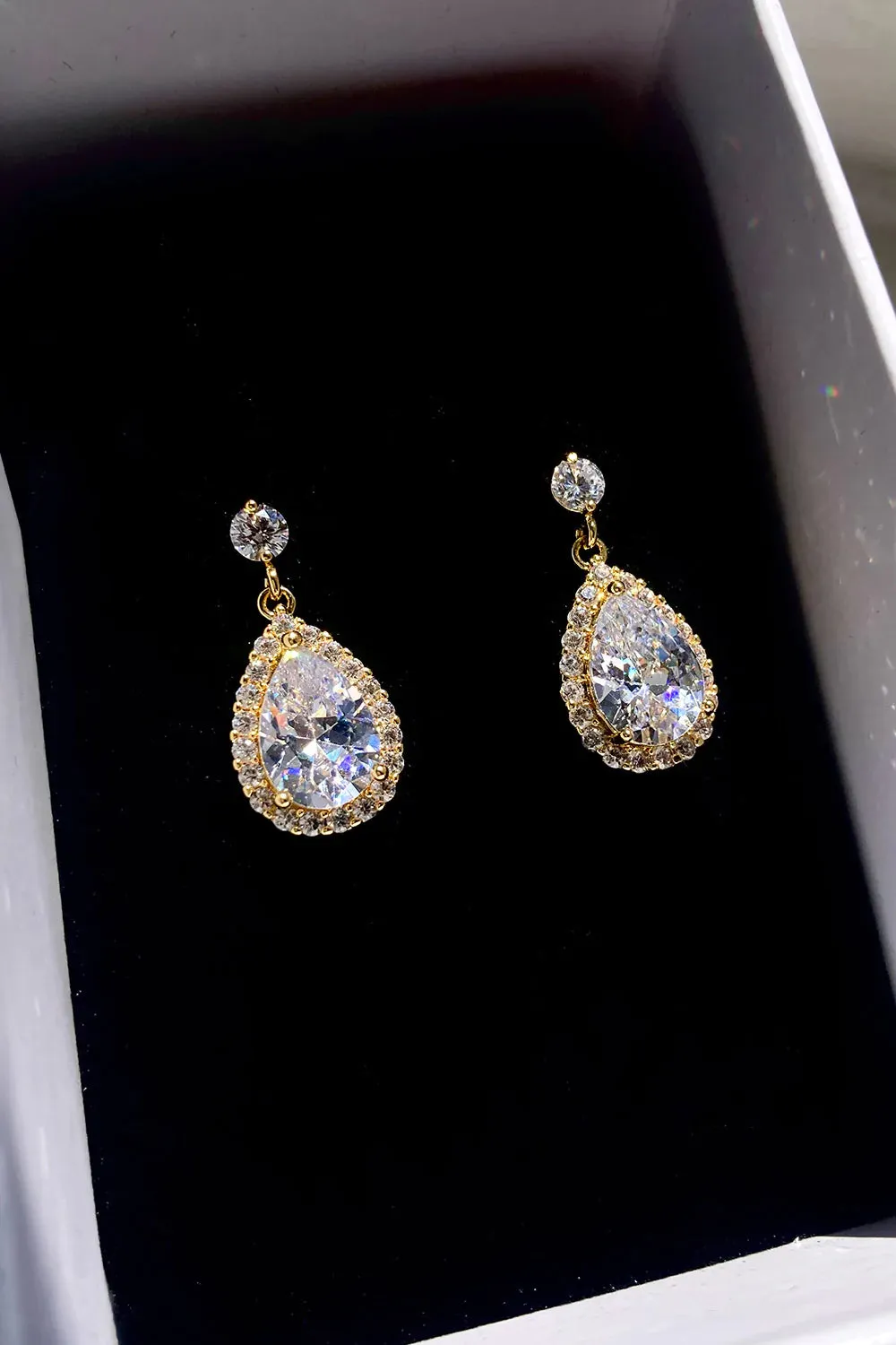 Estelle - Dainty Crystal Bridal Drop Earrings