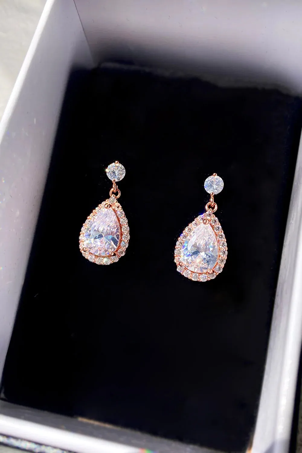 Estelle - Dainty Crystal Bridal Drop Earrings