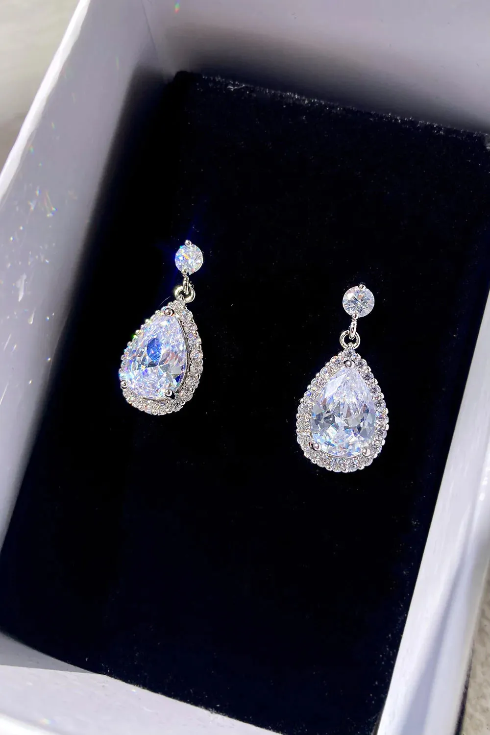 Estelle - Dainty Crystal Bridal Drop Earrings