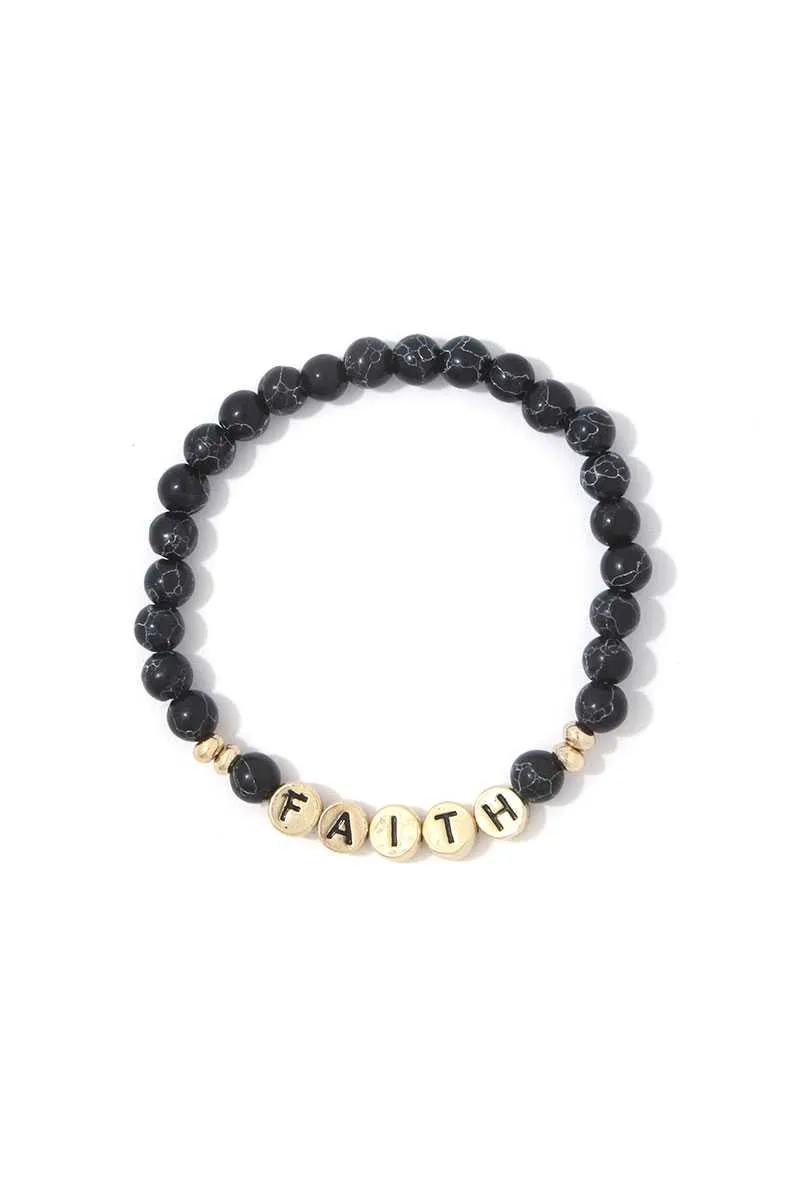 Faith Semi Precious Stone Stretch Bracelet