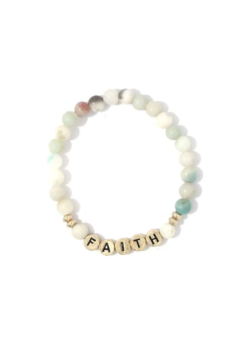 Faith Semi Precious Stone Stretch Bracelet