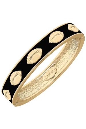 Football Hinge Enamel Bangle in Black 2.5" Diameter