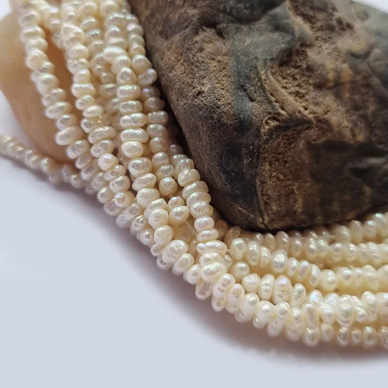 Freshwater, Pear, Real, Pearl, Sold, Per, Line, about,  116 Beads, String, Rondelle Natural, Color Size, Approximately 3x5mm