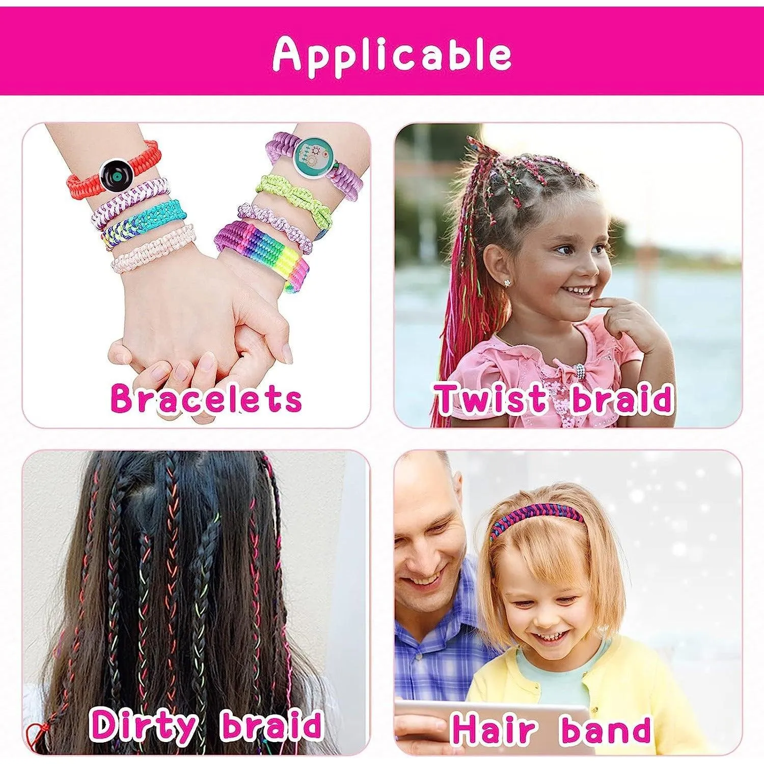 Friendship Bracelet Making Kit for Girls, Arts and Crafts Toys for Kids DIY Bracelet String Gifts