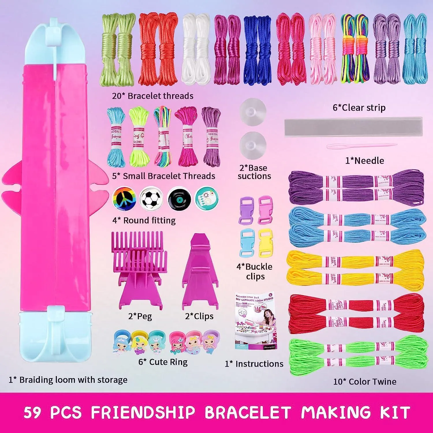 Friendship Bracelet Making Kit for Girls, Arts and Crafts Toys for Kids DIY Bracelet String Gifts