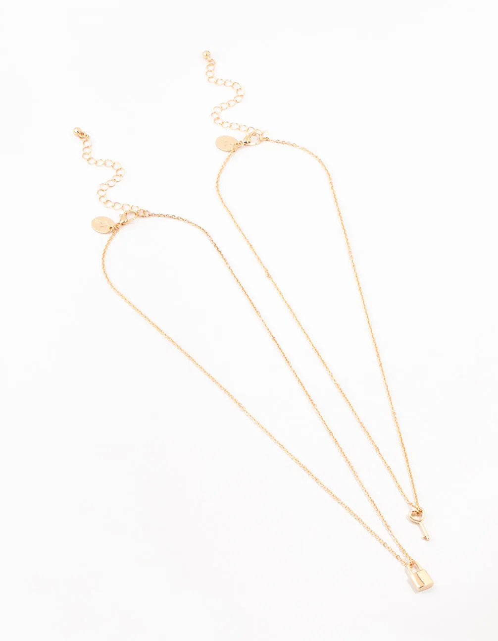 Gold Lock & Key Necklace 2-Pack