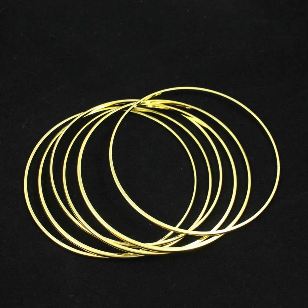 Gold-Plated Stackable Skinny Slip On Bangles-Set of 6 - BG851S