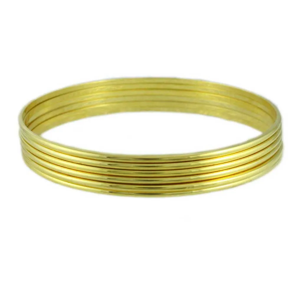 Gold-Plated Stackable Skinny Slip On Bangles-Set of 6 - BG851S