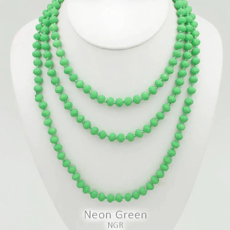 Lime Crystal Beaded 60" Layering Necklace