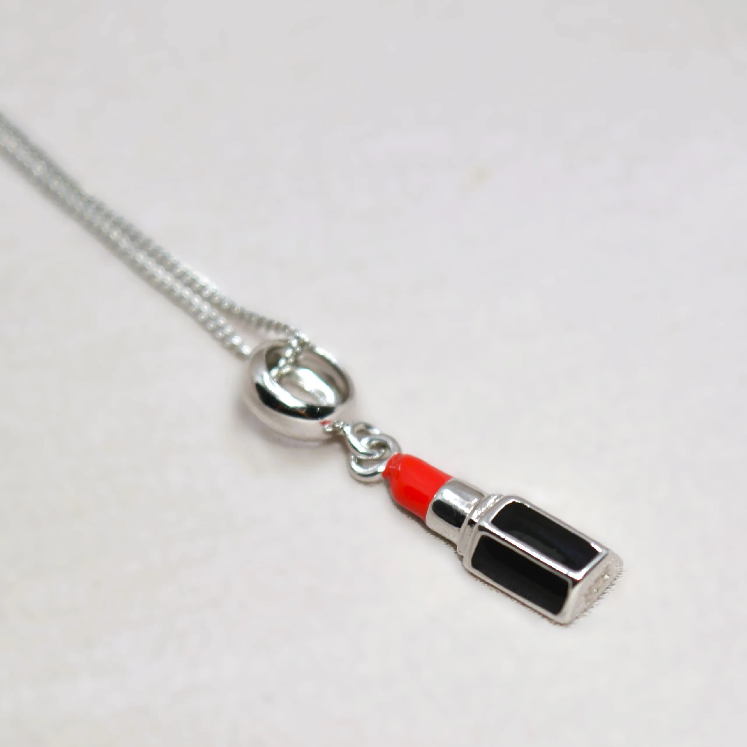 Lipstick Charm Pendant - 925 Silver Jewelry