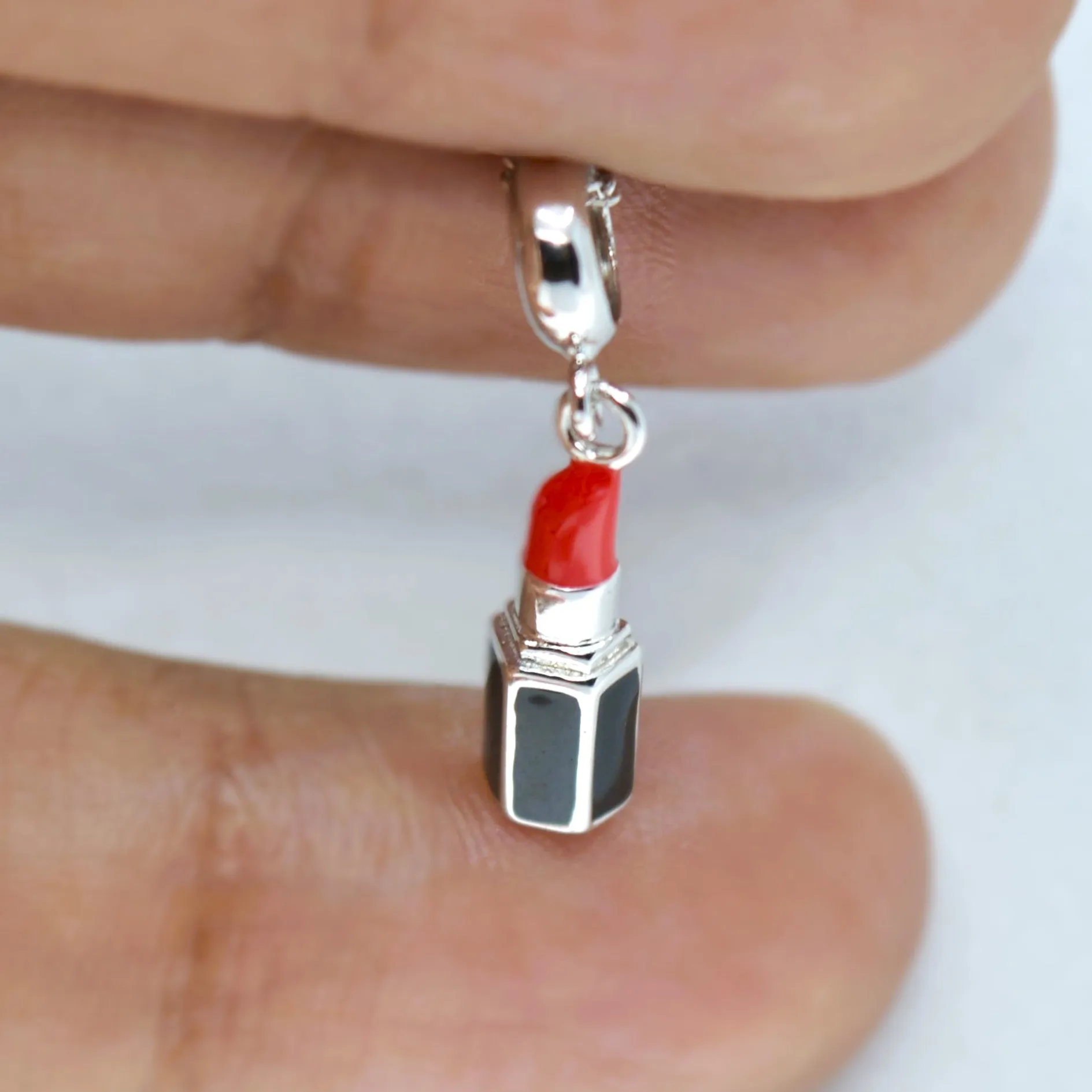 Lipstick Charm Pendant - 925 Silver Jewelry