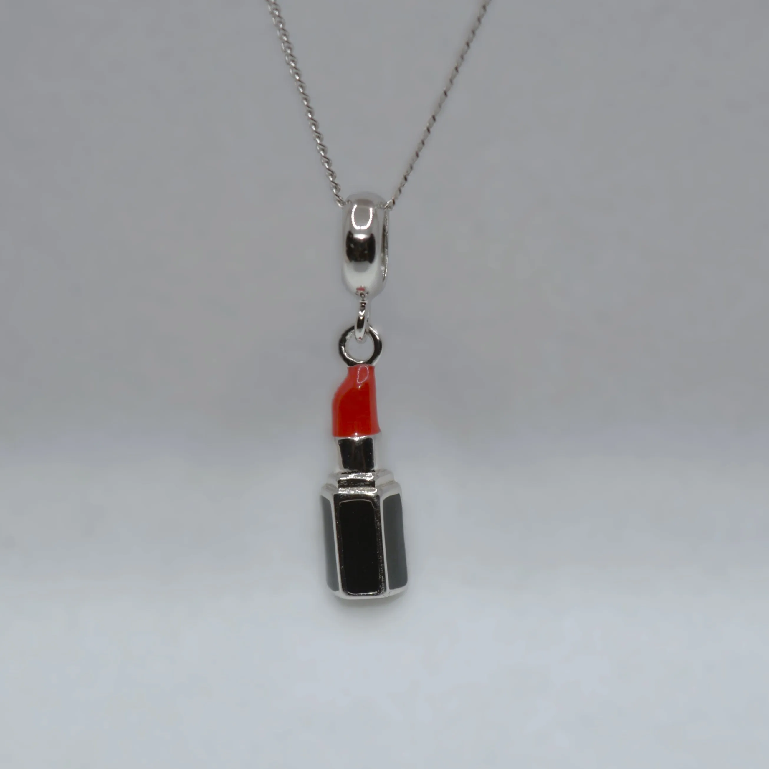 Lipstick Charm Pendant - 925 Silver Jewelry