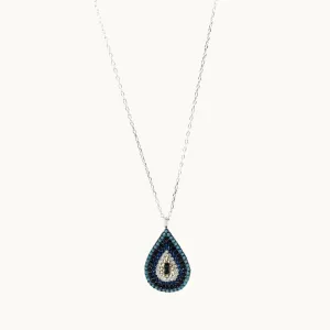 Mediterranean Style Sterling Silver Drop Pendant with Cubic Zirconia Stones