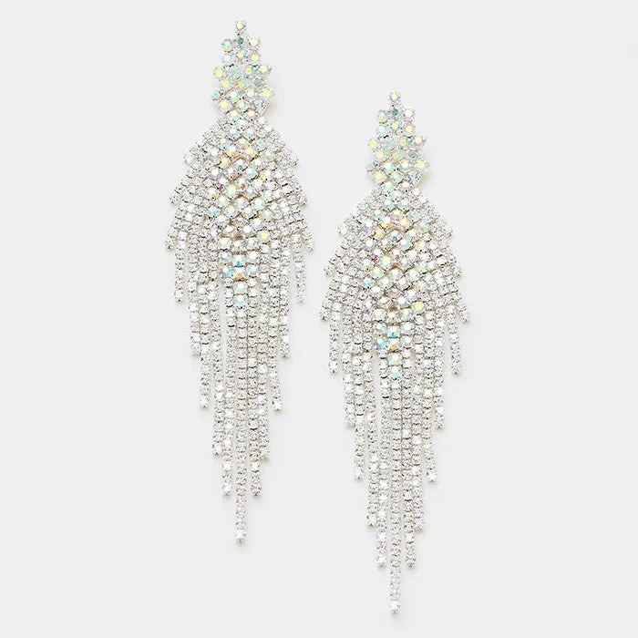 MEENA - ab & clear fringe pave crystal rhinestone earrings