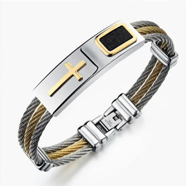 Men / Women Cross Titanium Steel Fashion Bracelet - Clasp Faith Jewelry