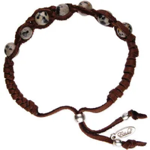 Mens Grey Irish Waxed Linen Bracelet with Multi Faceted Bead Accent and Button Closure