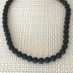 Mens Matte Black Onyx Beaded Long and Short 6mm Necklace