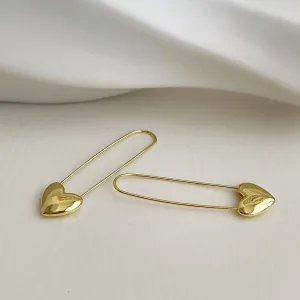 Minimalist Gold Heart Dangle Earrings jlt11642