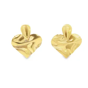 Modern Folded Ruffled Heart Minimalist Stud Earrings (L413)