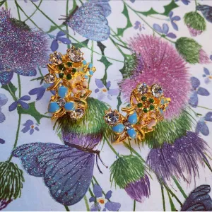 multicoloured enamel floral earrings