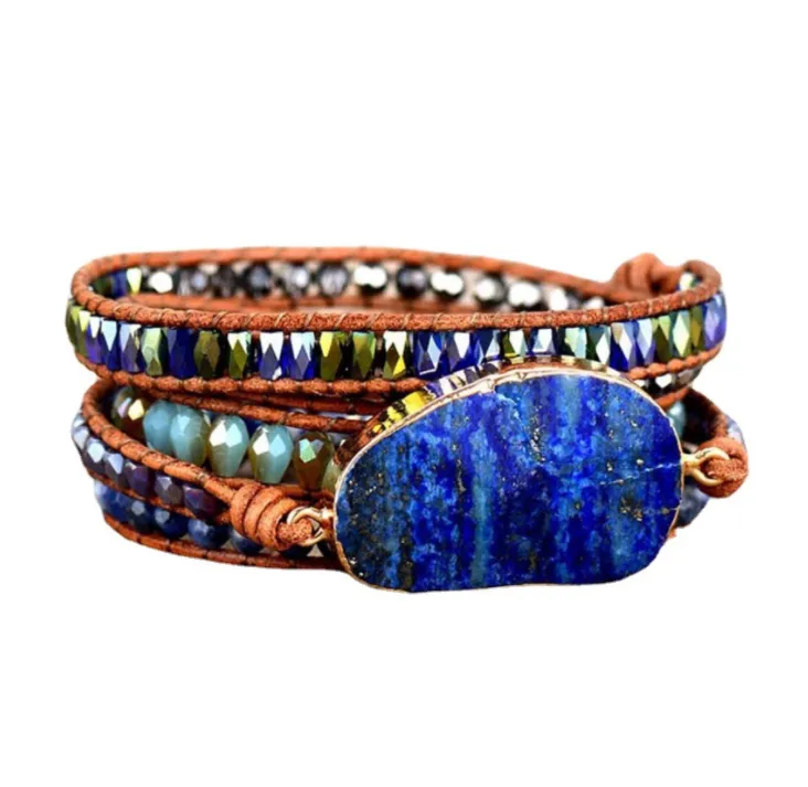 Natural Lapis Lazuli Bohemian Crystal Bracelet for Women Charms Gifts for Mom