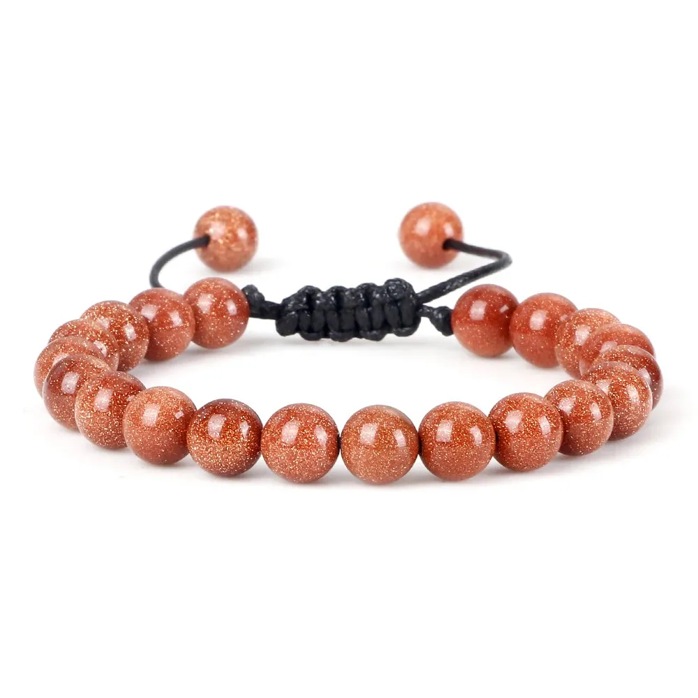 Natural Tiger Eye Stone Bracelet 4 6 8mm Round Beads Braided String Bracelets & Bangles Handmade Adjustable Yoga Wrist Jewelry