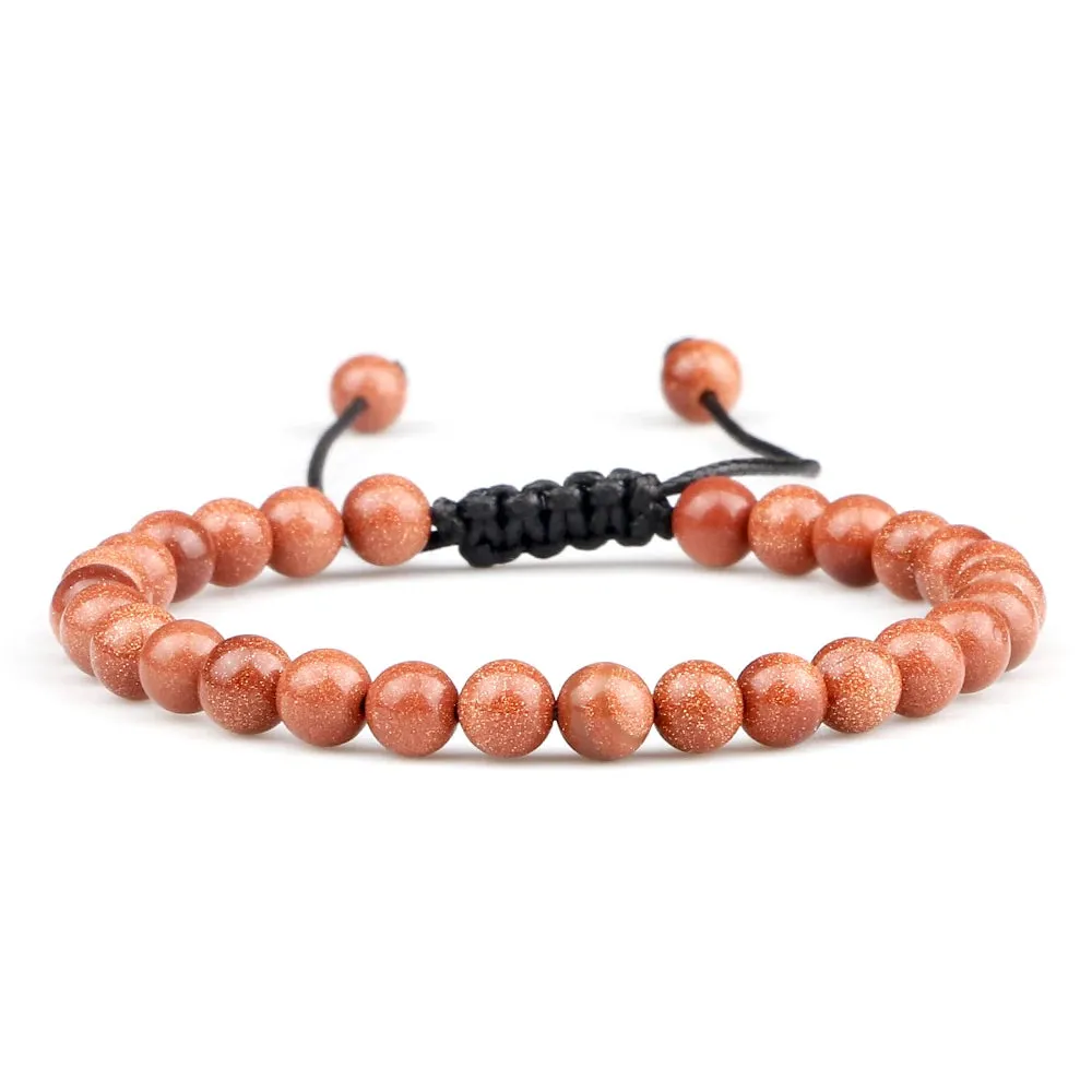 Natural Tiger Eye Stone Bracelet 4 6 8mm Round Beads Braided String Bracelets & Bangles Handmade Adjustable Yoga Wrist Jewelry