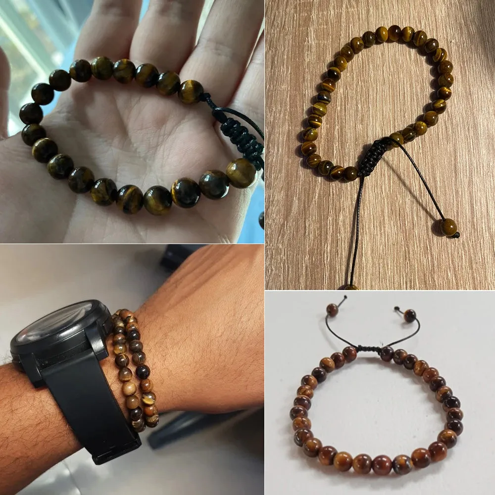 Natural Tiger Eye Stone Bracelet 4 6 8mm Round Beads Braided String Bracelets & Bangles Handmade Adjustable Yoga Wrist Jewelry