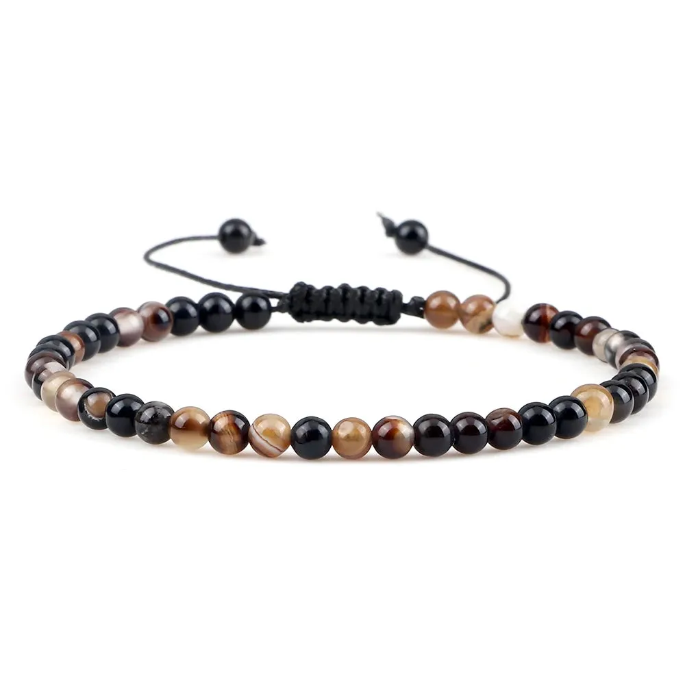 Natural Tiger Eye Stone Bracelet 4 6 8mm Round Beads Braided String Bracelets & Bangles Handmade Adjustable Yoga Wrist Jewelry