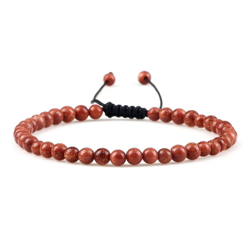 Natural Tiger Eye Stone Bracelet 4 6 8mm Round Beads Braided String Bracelets & Bangles Handmade Adjustable Yoga Wrist Jewelry