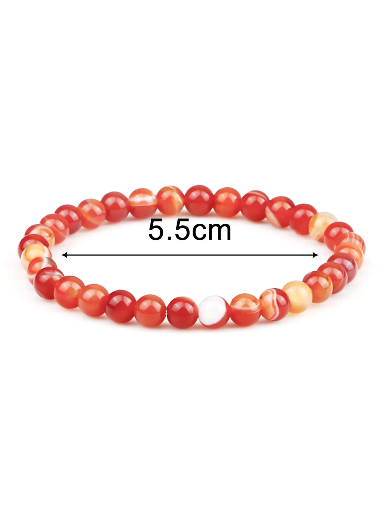 Orange Red Stone Beaded Bracelet for Women Crafted Jewelry Stackable Bracelets