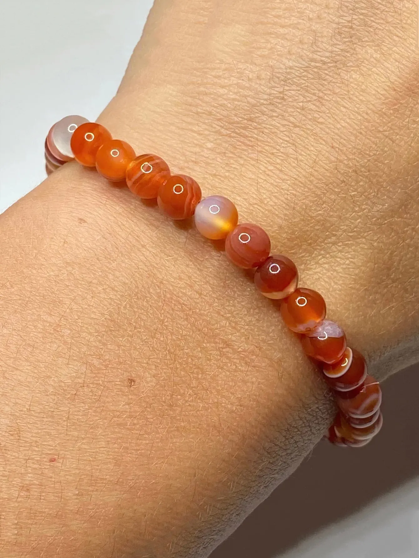 Orange Red Stone Beaded Bracelet for Women Crafted Jewelry Stackable Bracelets