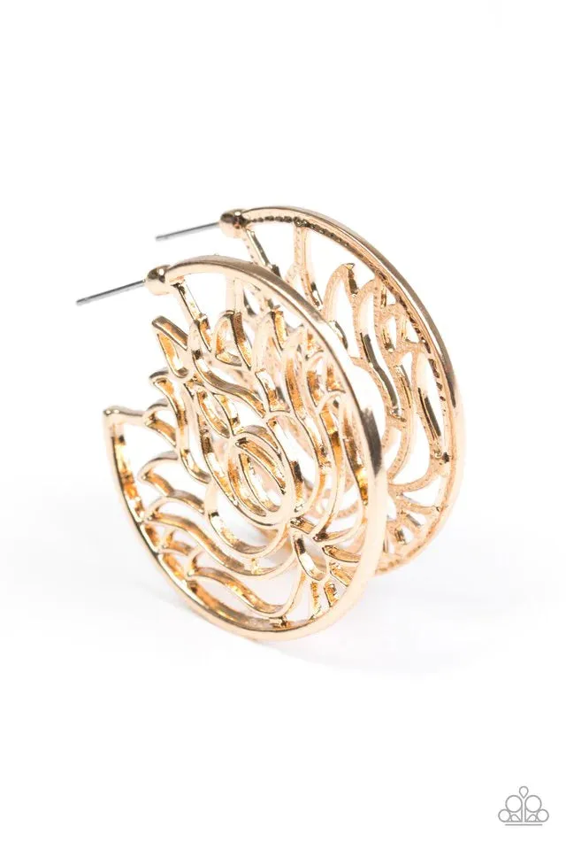 Paparazzi Earring ~ Lotus Legend - Gold