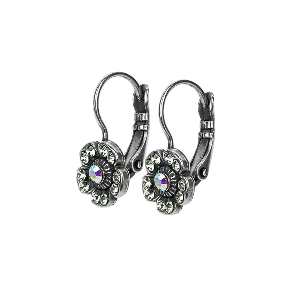 Petite Cosmos Leverback Earrings in On A Clear Day - Antique Silver