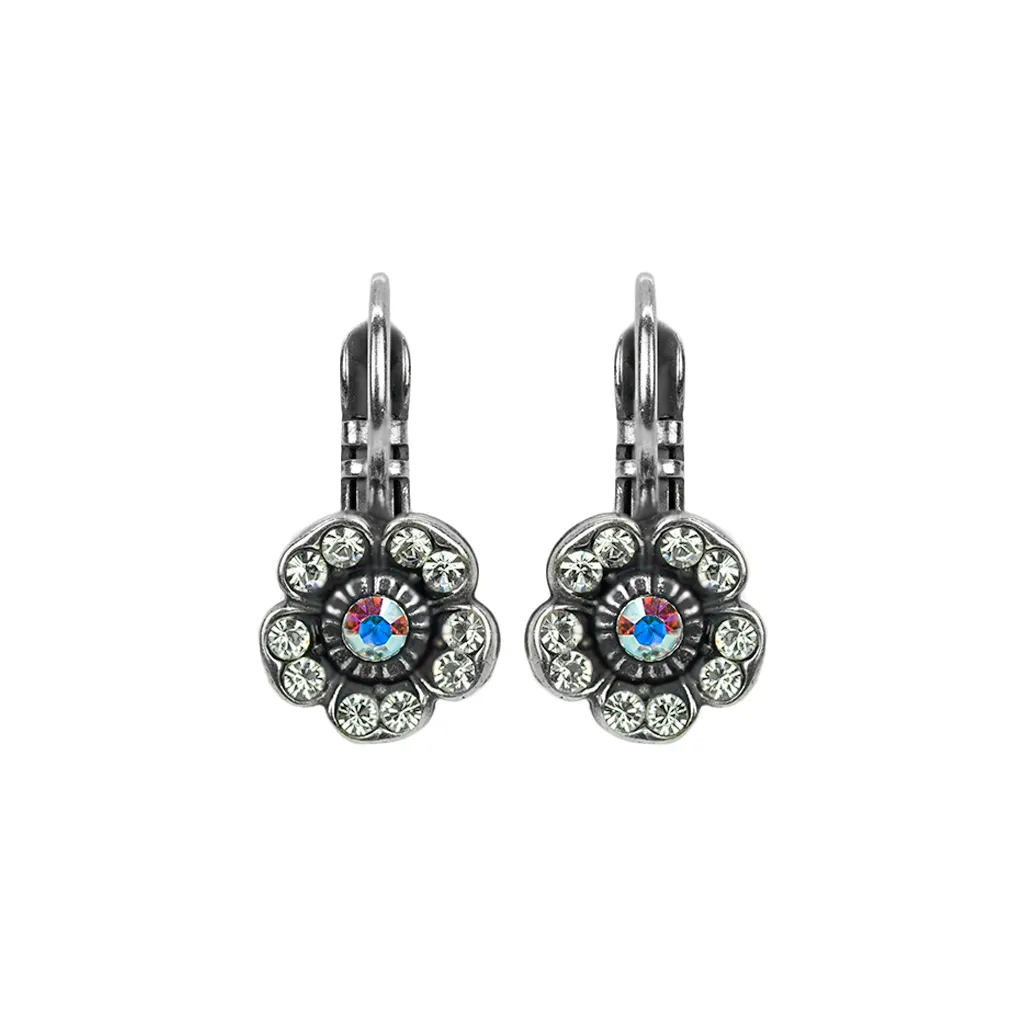 Petite Cosmos Leverback Earrings in On A Clear Day - Antique Silver