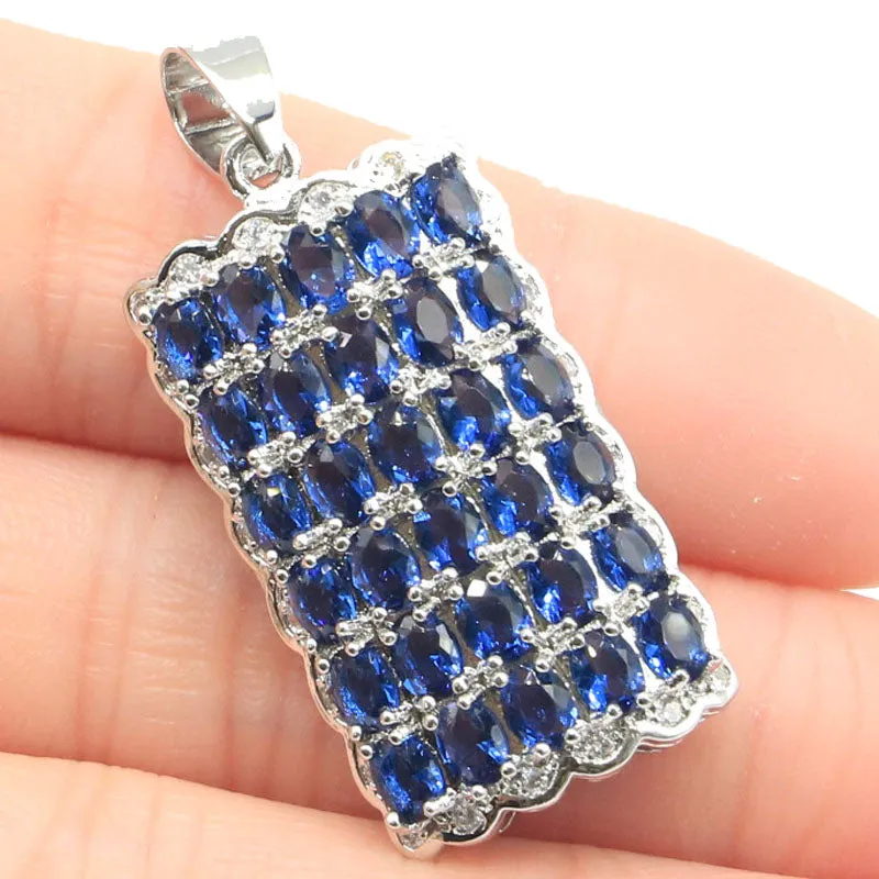 Petite Sterling Silver Created Tanzanite Pendant Necklace 18"