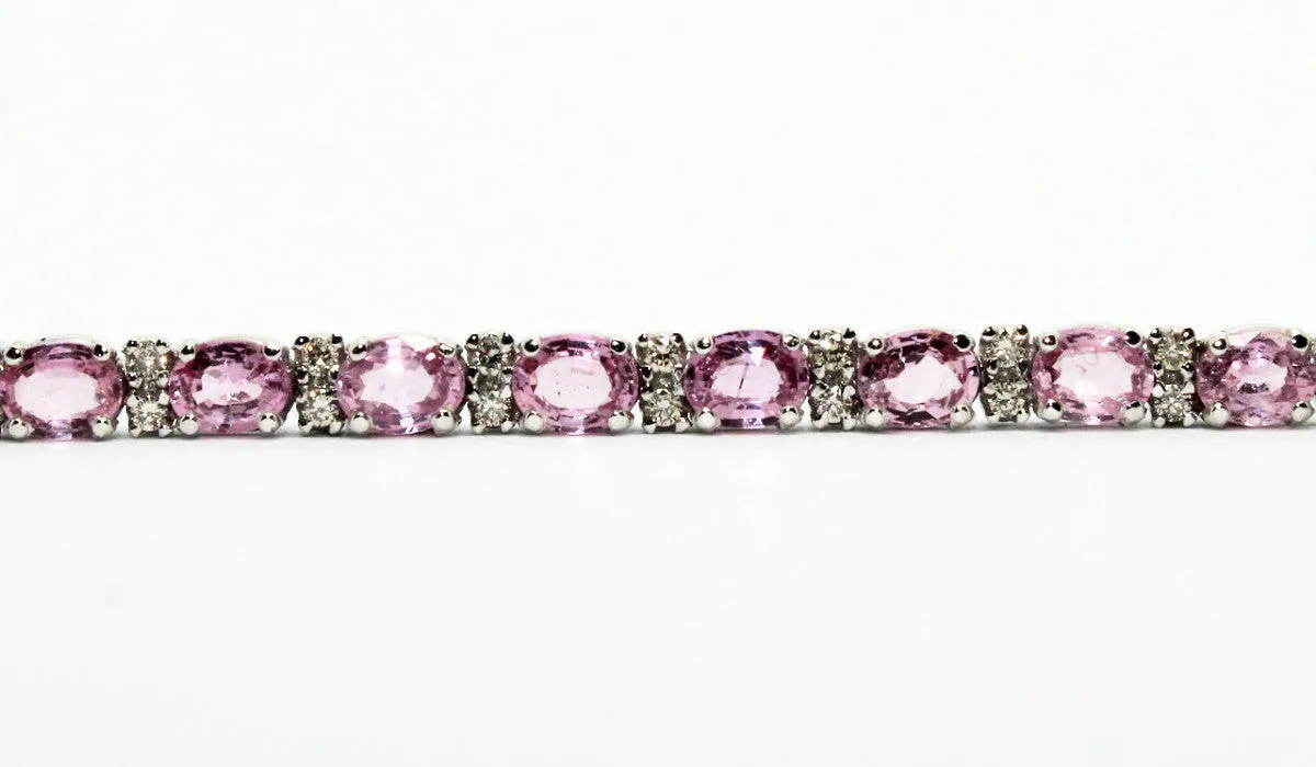 Pink Sapphire And Diamond Tennis Bracelet Ad No.0959