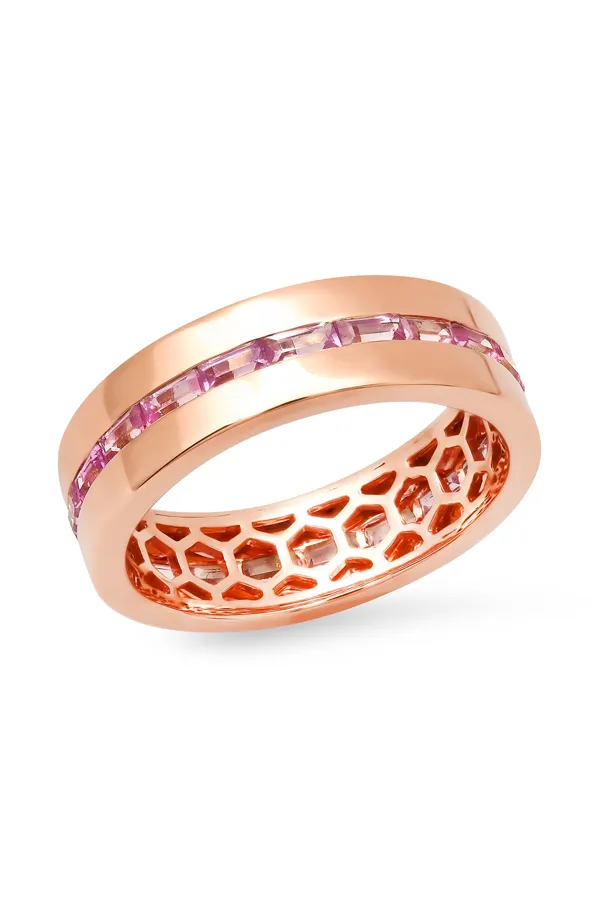 Pink Sapphire Baguette Row Band