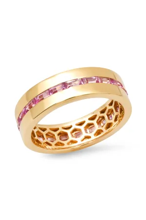 Pink Sapphire Baguette Row Band